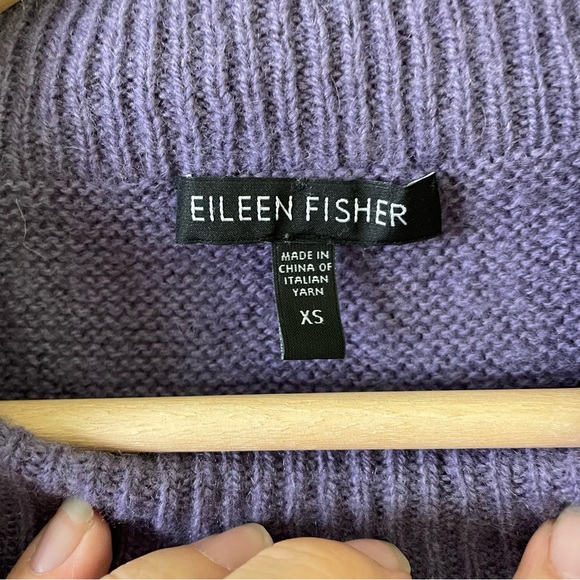 Eileen Fisher Yak & Wool Blend Turtleneck Oversized Knit Sweater in Purple SZ XS - Picture 7 of 9